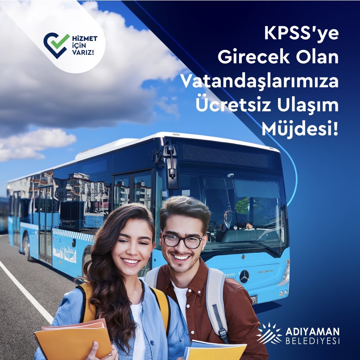 Adıyaman Belediyesinden KPSS öğrencilerine ücretsiz ulaşım desteği